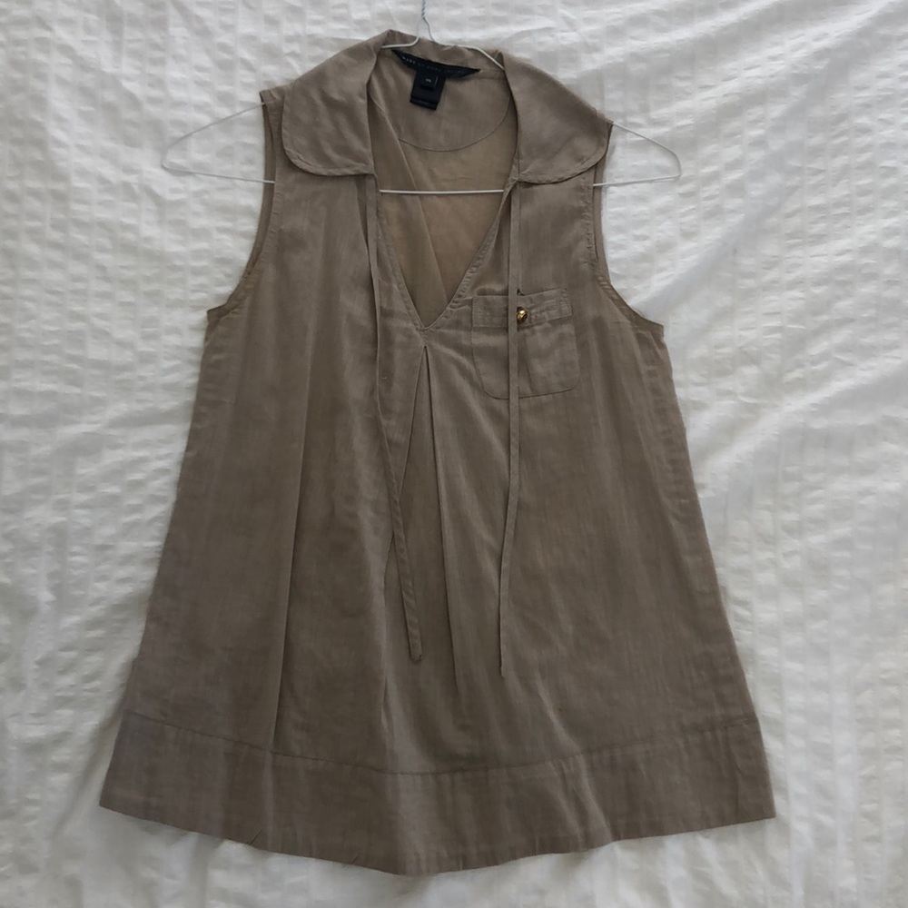 Marc by Marc Jacobs Tan V Neck Blouse